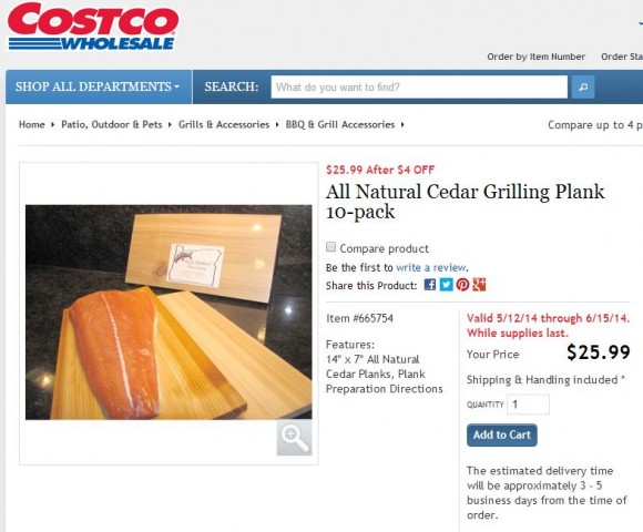 Pacific Northwest Plank Company All Natural Cedar Grilling Planks Costco 1