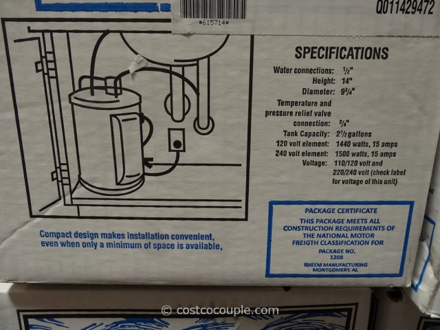 Rheem Point-Of-Use Electric Water Heater Costco 4