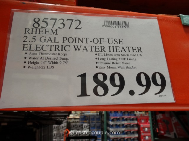 Rheem Point-Of-Use Electric Water Heater Costco 6