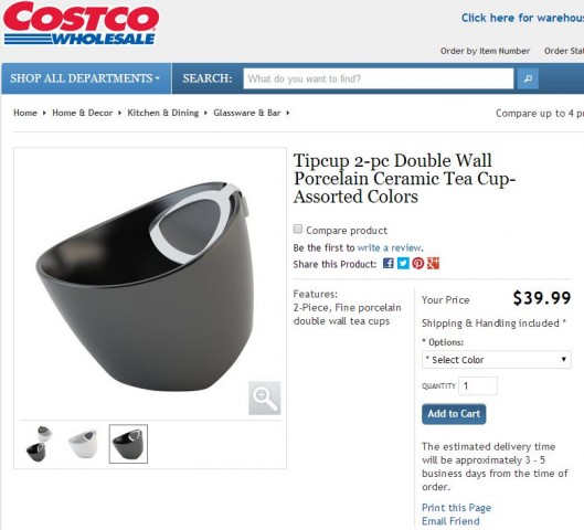 Tipcup Double Wall Porcelain Ceramic Tea Cup Costco 1