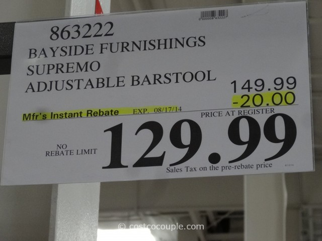 Bayside Furnishings Supremo Adjustable Barstool Costco