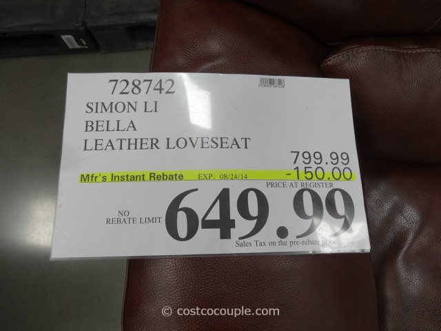 Simon Li Bella Leather Loveseat Costco