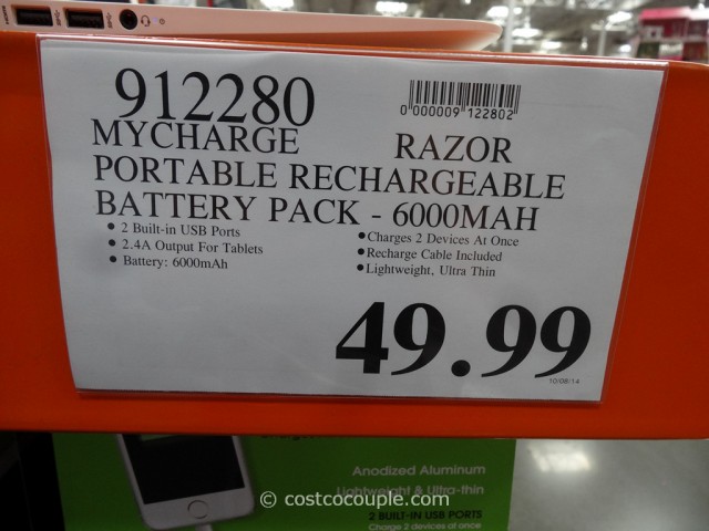 MyCharge Razor Portable Rechargeable Battery Pack Costco 1