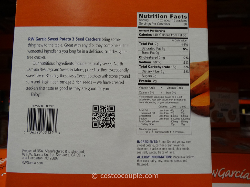 RW Garcia 3 Seed Sweet Potato Crackers