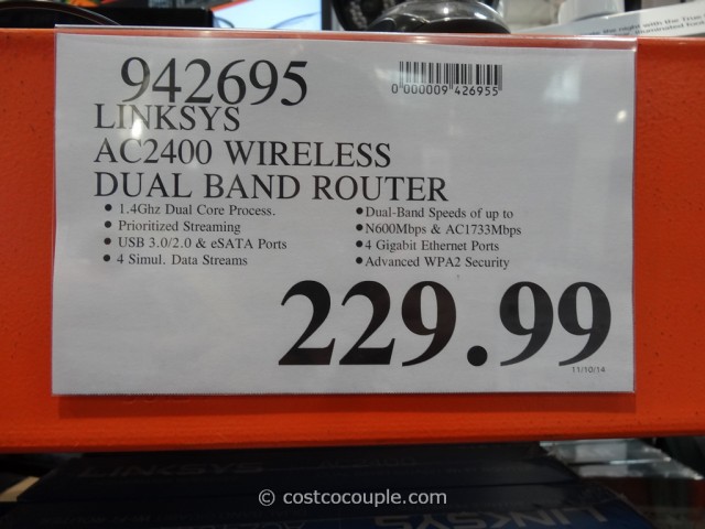 Linksys AC25400 Wireless Dual Band Router Costco 1