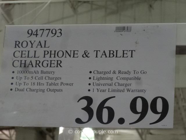 Royal Portable Cell Phone and Tablet Charger Costco 1