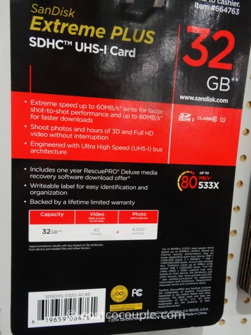 Sandisk Extreme Plus 32GB SDHC Card Costco 3