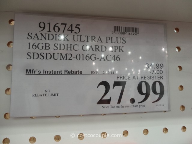 Sandisk Ultra Plus 16GB SDHC Card Costco 1