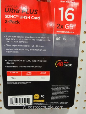 Sandisk Ultra Plus 16GB SDHC Card Costco 3