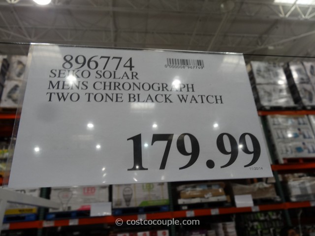 Seiko Solar Mens Chronograph Two Tone Black Watch Costco 1