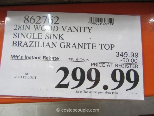 28-Inch Wood Vanity With Brazilian Granite Top Costco 1