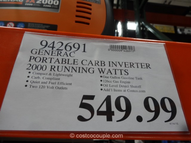 Generac iX2000 Digital Inverter Generator Costco 1