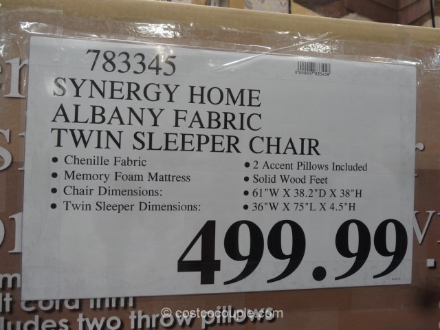 Synergy Home Albany Fabric Twin Sleeper Chair Costco 1