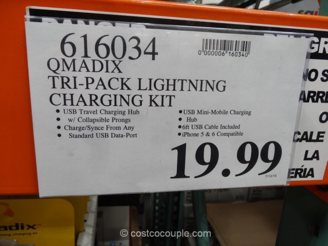 Qmadix Tri-Pack Lightning Charging Kit Costco 1