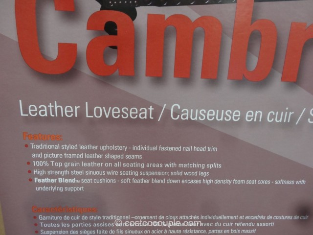 Simon Li Cambridge Leather Loveseat Costco 3