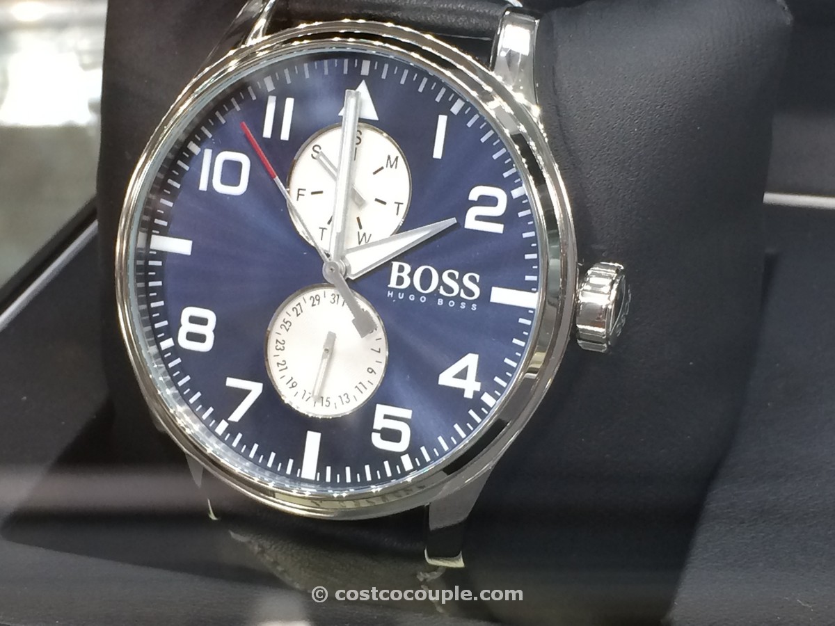 Hugo Boss Mens Sport Aeroliner Black Leather Watch Costco 3