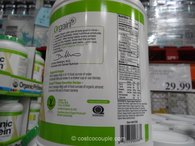 Orgain Organic Protein Powder Vanilla Bean Costco 4