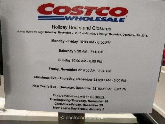 Costco 2015 Holiday Hours