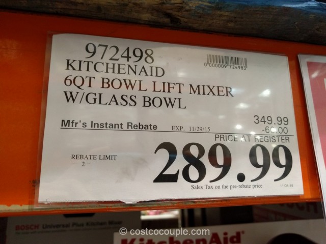 KitchenAid 6 Quart Bowl Lift Mixer Costco 1