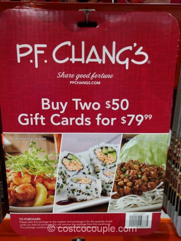 Gift Card PF Changs Costco 1