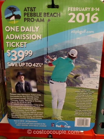 Gift Card AT&T Pebble Beach Pro-Am One Admission Ticket Costco 2