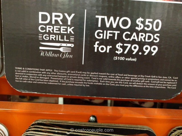 Gift Card Dry Creek Grill Costco 3