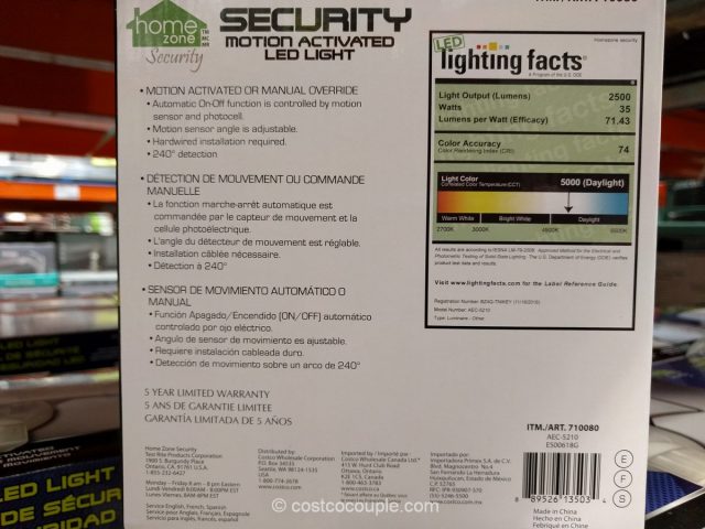 Home Zone LED Security Light Costco 