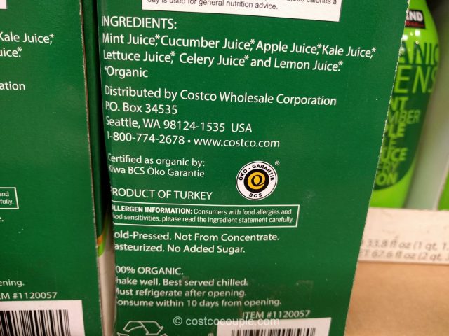 Kirkland Signature Organic Green Juice Costco