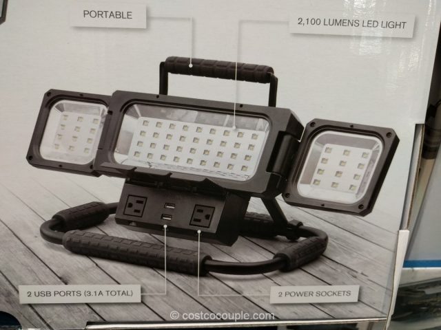 Winplus LED Folding Worklight 2100 Lumens with 2 Power Sockets & 2 USB Outlets 