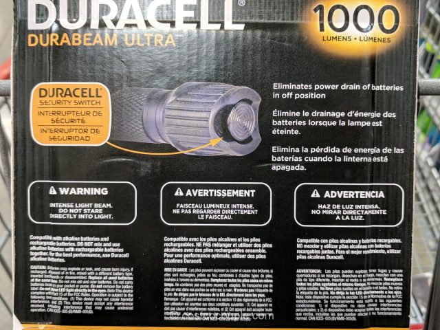 Duracell 1000 Lumen LED Flashlight Costco 