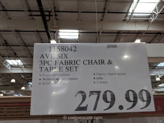 Ave Six 3-Piece Fabric Chair and Accent Table Set Costco