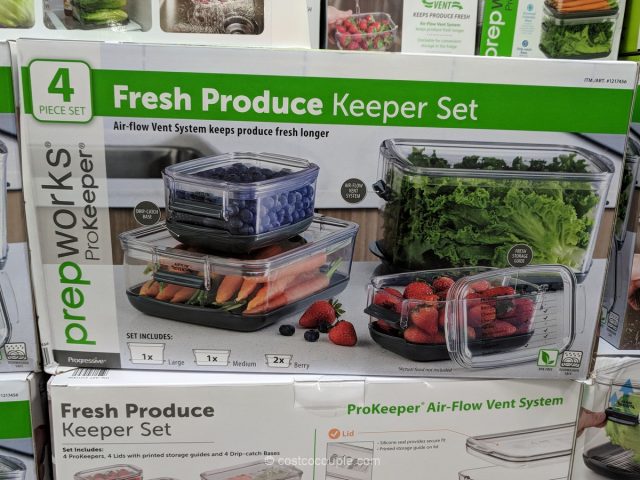 Prokeeper Fresh Produce Keeper Set, 4-Pack Built-in Colander Stackable  BPA-Free