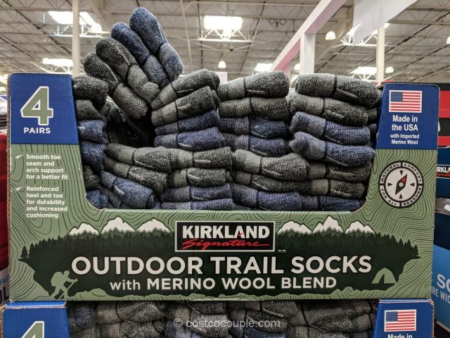 Merino Wool Blend 6 Pairs Outdoor Trail Socks Size M 7-9.5 Kirkland Signature
