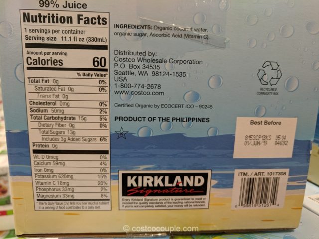 Kirkland Signature Organic Coconut Water Costco