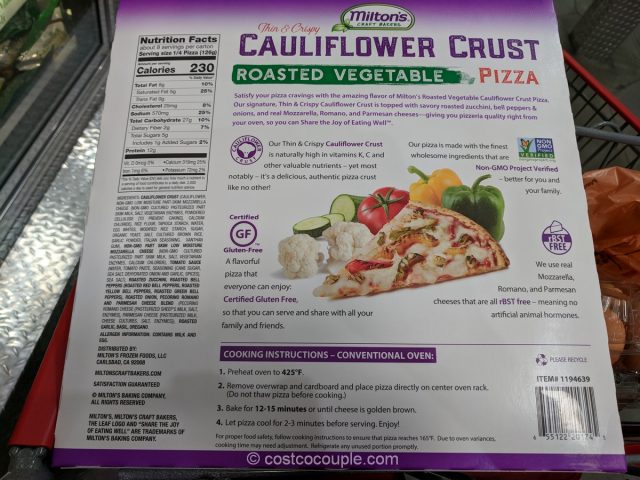 Miltons Cauliflower Crust Vegetable Pizza Costco 