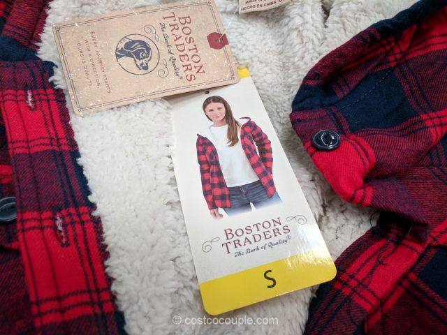 Boston Traders Ladies' Sherpa-Lined Hooded Flannel Costco