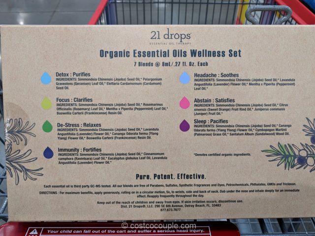 21 Drops Organic Essential Oils Wellness Set Costco 