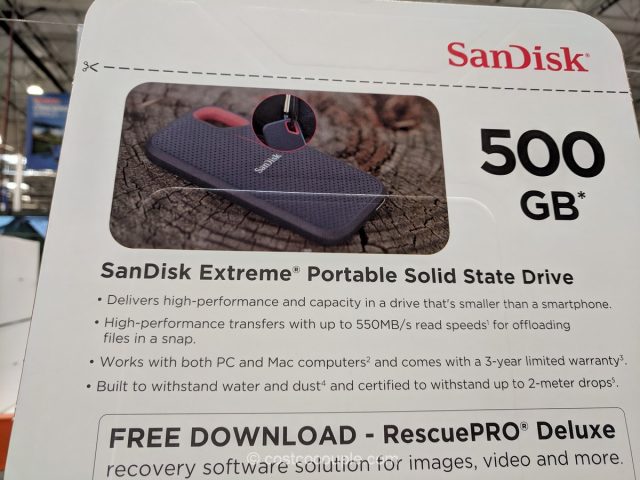 Sandisk Extreme 500GB Portable Solid State Drive Costco