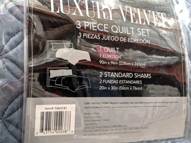Berkshire Luxury Velvet 3-Piece Quilt Set Costco 