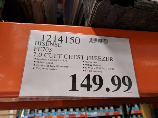 HiSense Chest Freezer FE703 Costco