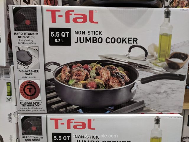 T-Fal 5-Quart Jumbo Cooker Black Non Stick Fry Pan Skillet B3629063 