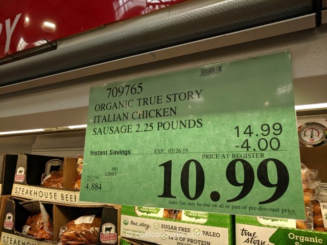True Story Organic Sweet Italian Chicken Sausage Costco 