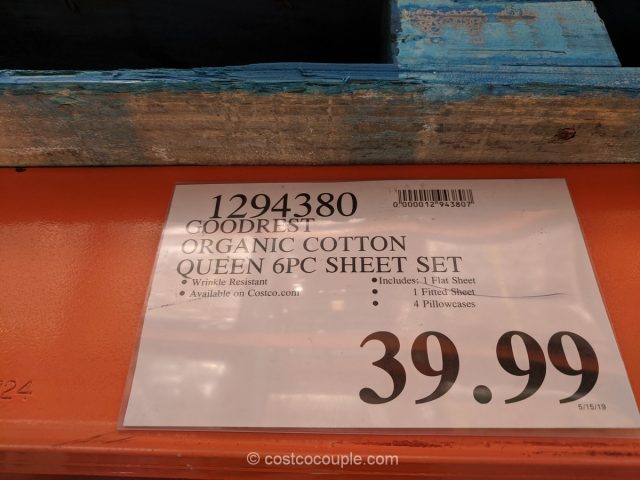 GoodRest Organic Cotton Sheet Set in Queen Costco 