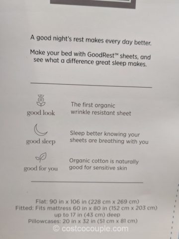 GoodRest Organic Cotton Sheet Set in Queen size Costco 