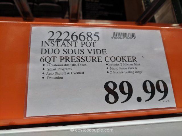 Instant Pot Duo Sous Vide 6 Qt Pressure Cooker Costco 