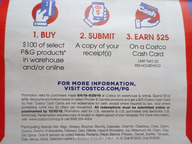 Costco's September 2019 Coupon Book P&G Offer Terms