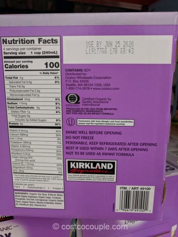 Kirkland Signature Organic Plain Soy Non-Diary Beverage Costco 2
