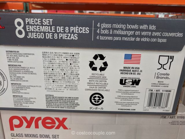Pyrex 8-Piece Glass Mixing Bowls Costco 