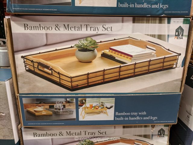 Mesa Bamboo and Metal Tray Set Costco 