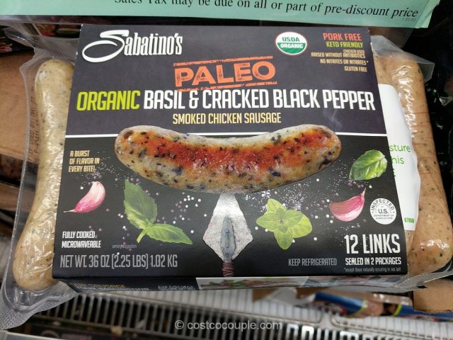Sabatino's Organic Basil and Cracked Black Pepper Chicken Sausage Costco 